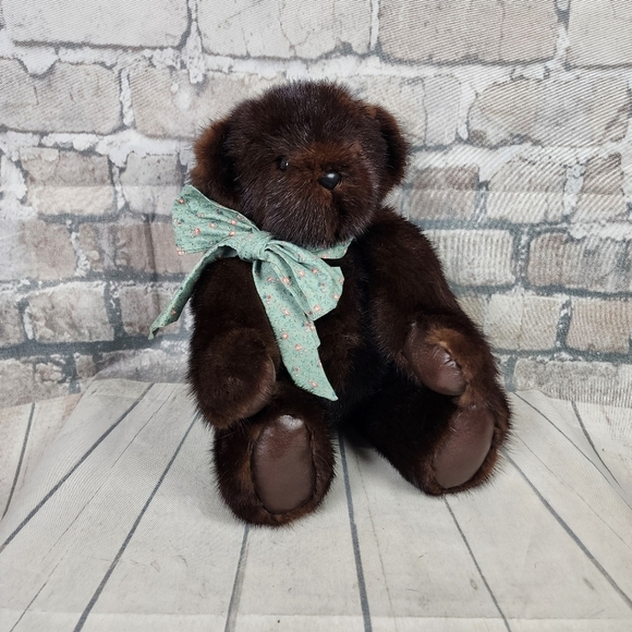 Vintage Handcrafted Genuine  Mink Fur Teddy Bear Jointed 19" Tall - Picture 2 of 16